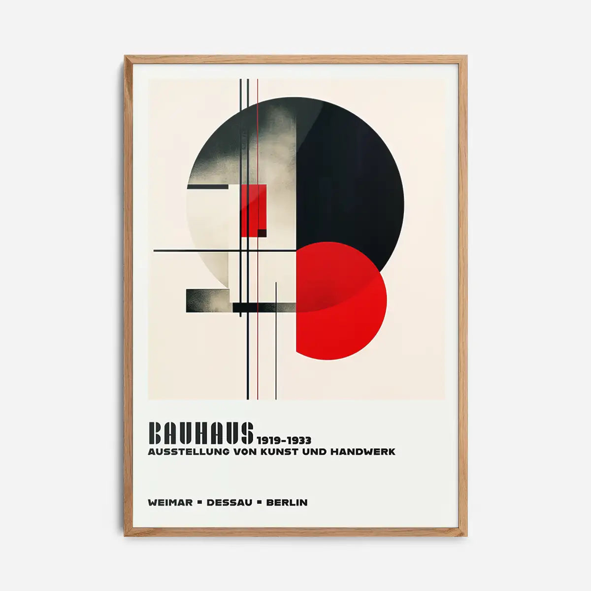 Bauhaus Black & Red Circles Print