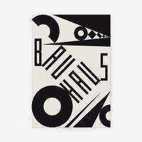 Bauhaus Sharp Angled Letters Black & White Print