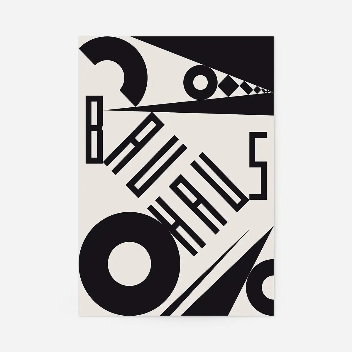 Bauhaus Sharp Angled Letters Black & White Print