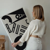 Bauhaus Sharp Angled Letters Black & White Print