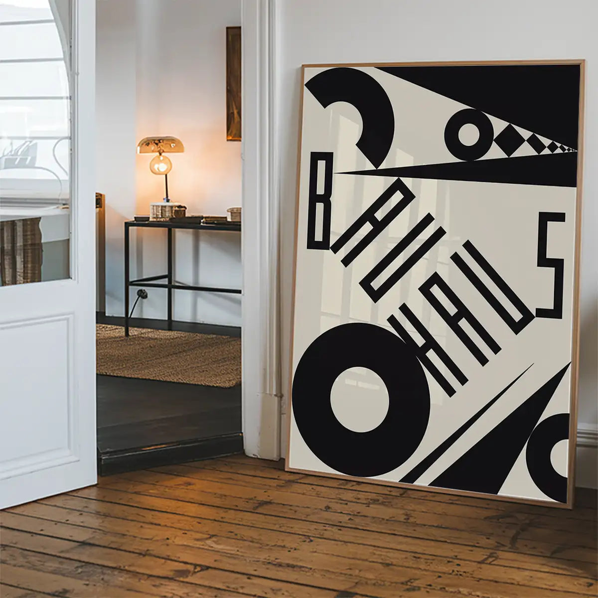Bauhaus Sharp Angled Letters Black & White Print