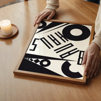 Bauhaus Sharp Angled Letters Black & White Print