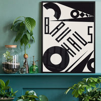 Bauhaus Sharp Angled Letters Black & White Print