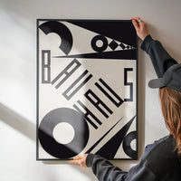 Bauhaus Sharp Angled Letters Black & White Print