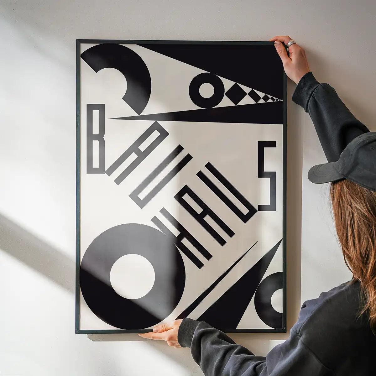 Bauhaus Sharp Angled Letters Black & White Print