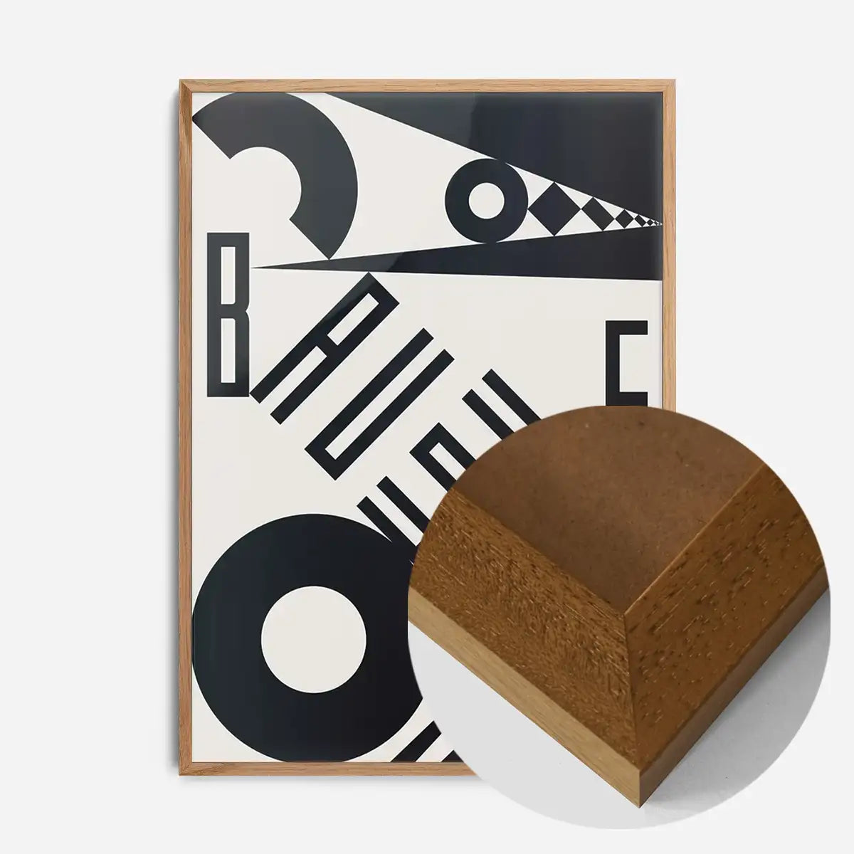 Bauhaus Sharp Angled Letters Black & White Print