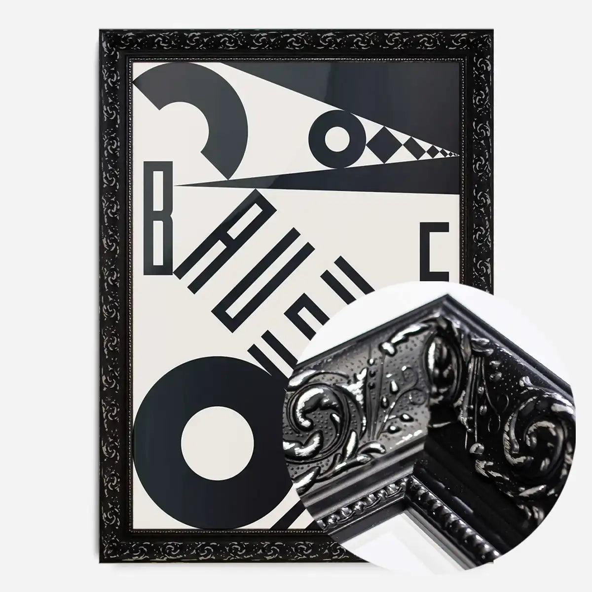 Bauhaus Sharp Angled Letters Black & White Print