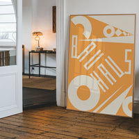 Bauhaus Sharp Angled Letters Orange Print