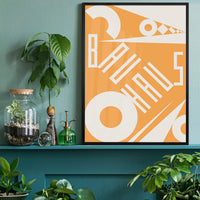Bauhaus Sharp Angled Letters Orange Print