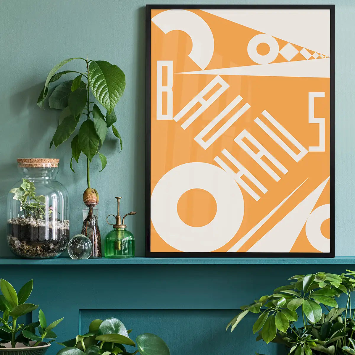 Bauhaus Sharp Angled Letters Orange Print