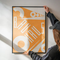 Bauhaus Sharp Angled Letters Orange Print