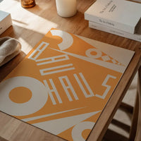 Bauhaus Sharp Angled Letters Orange Print