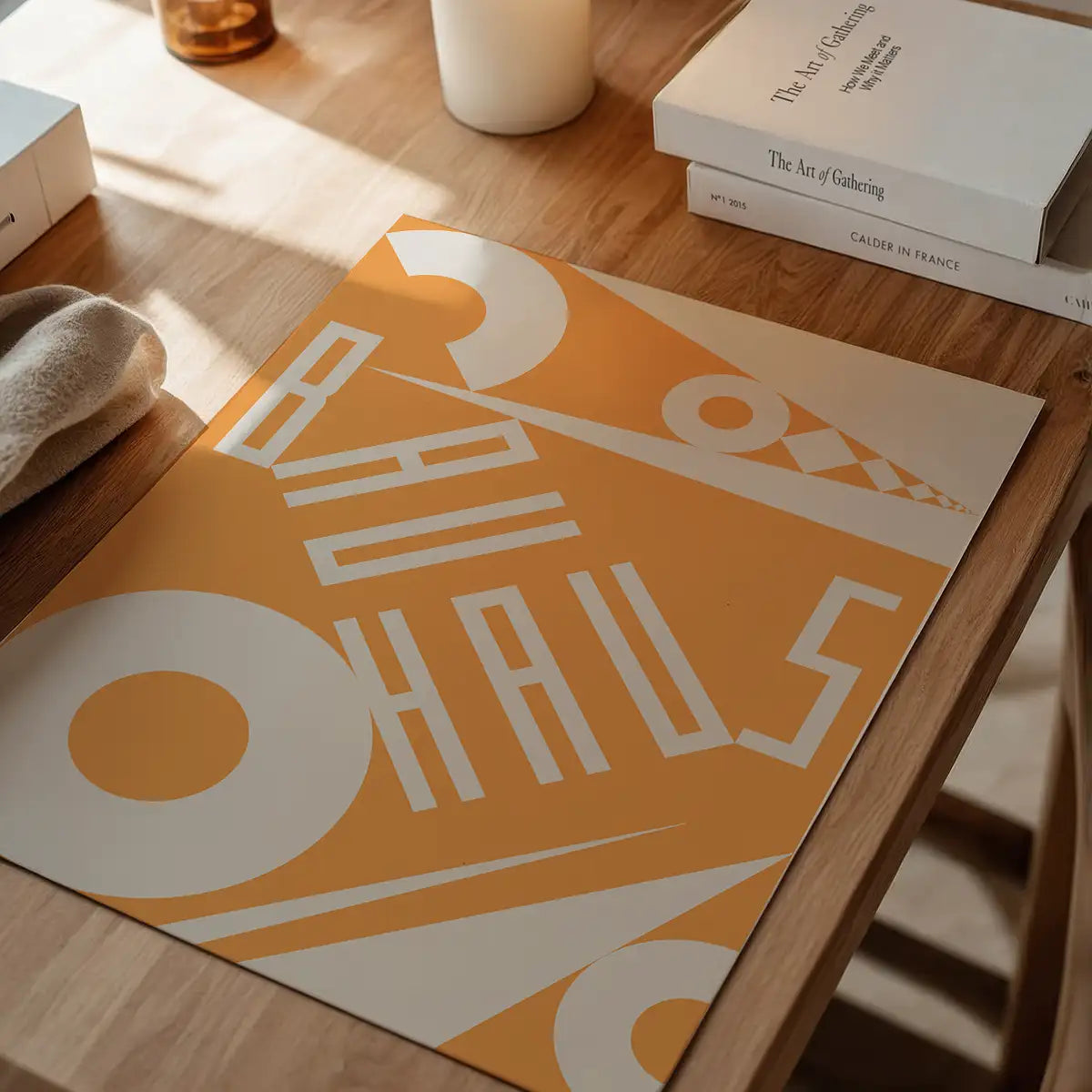 Bauhaus Sharp Angled Letters Orange Print