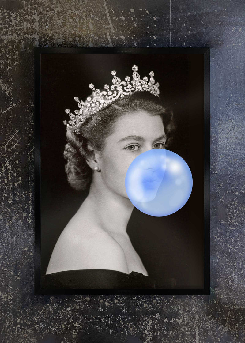 Blue Bubblegum Queen - Framed 50x70cm Print