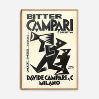Vintage Black & White Megaphone Campari Drinks Print