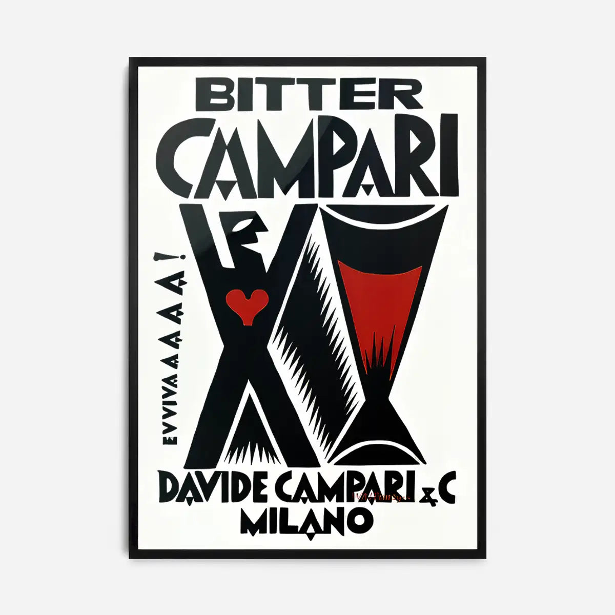 Vintage Bitter Campari Black & White Milano Print