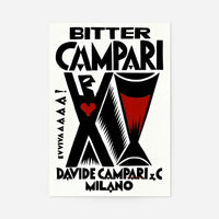 Vintage Bitter Campari Black & White Milano Print