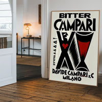 Vintage Bitter Campari Black & White Milano Print