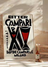 Vintage Bitter Campari Black & White Milano Print