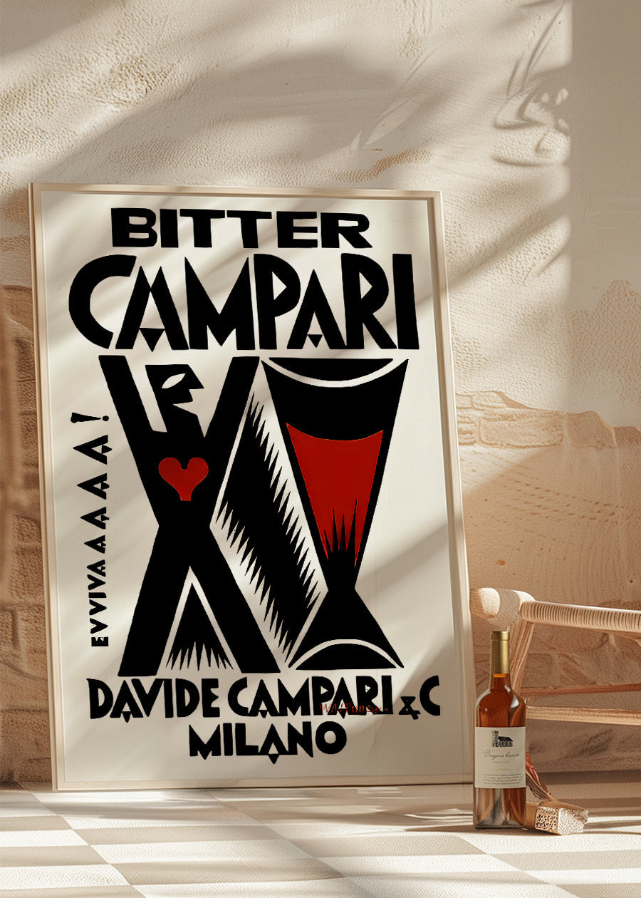 Vintage Bitter Campari Black & White Milano Print