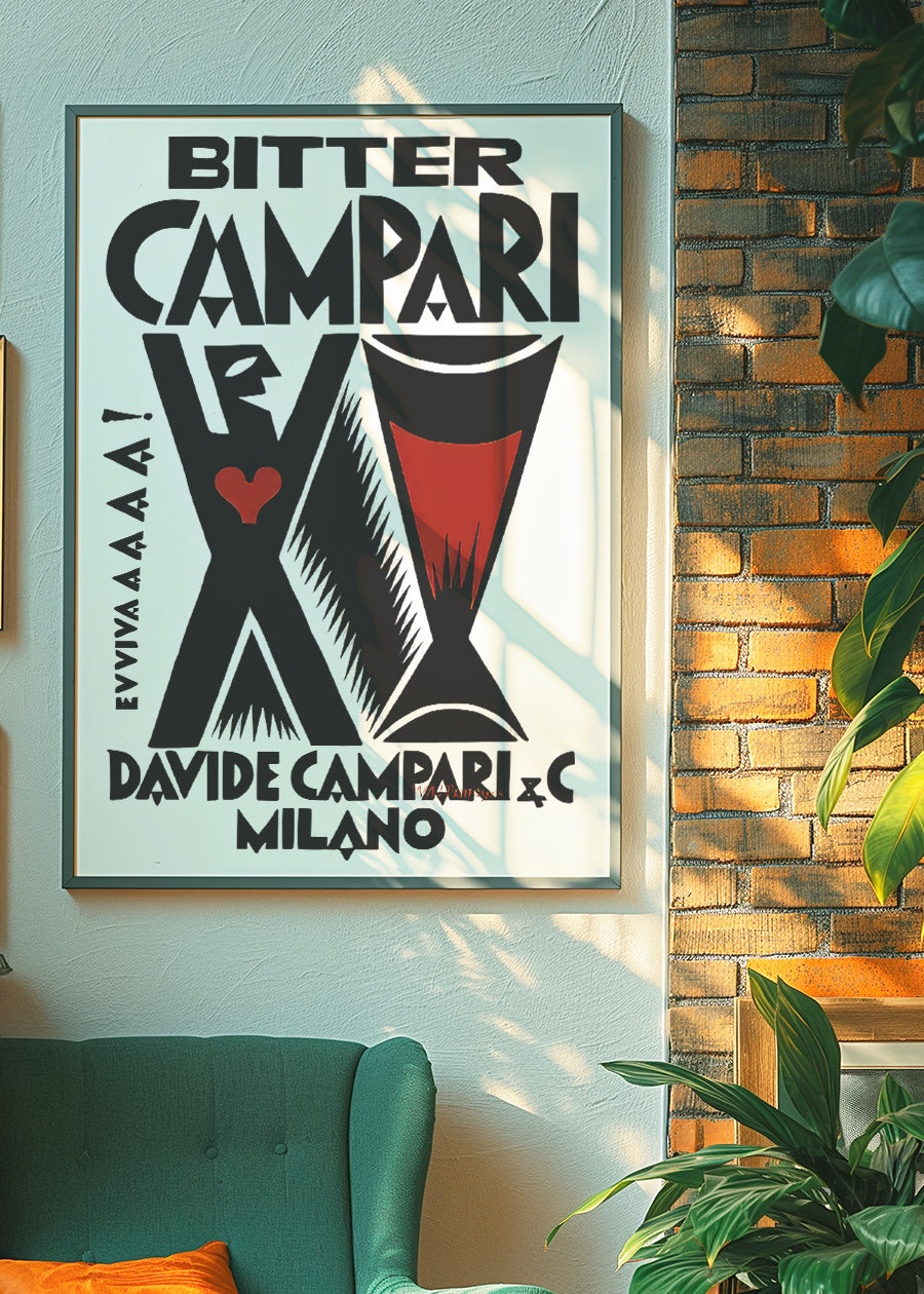 Vintage Bitter Campari Black & White Milano Print