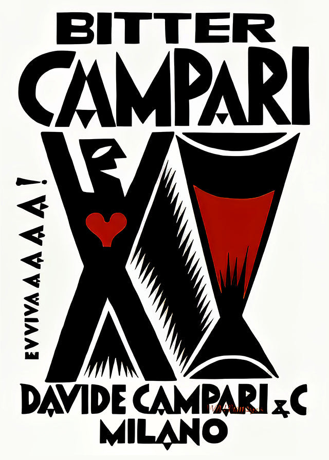 Vintage Bitter Campari Black & White Milano Print