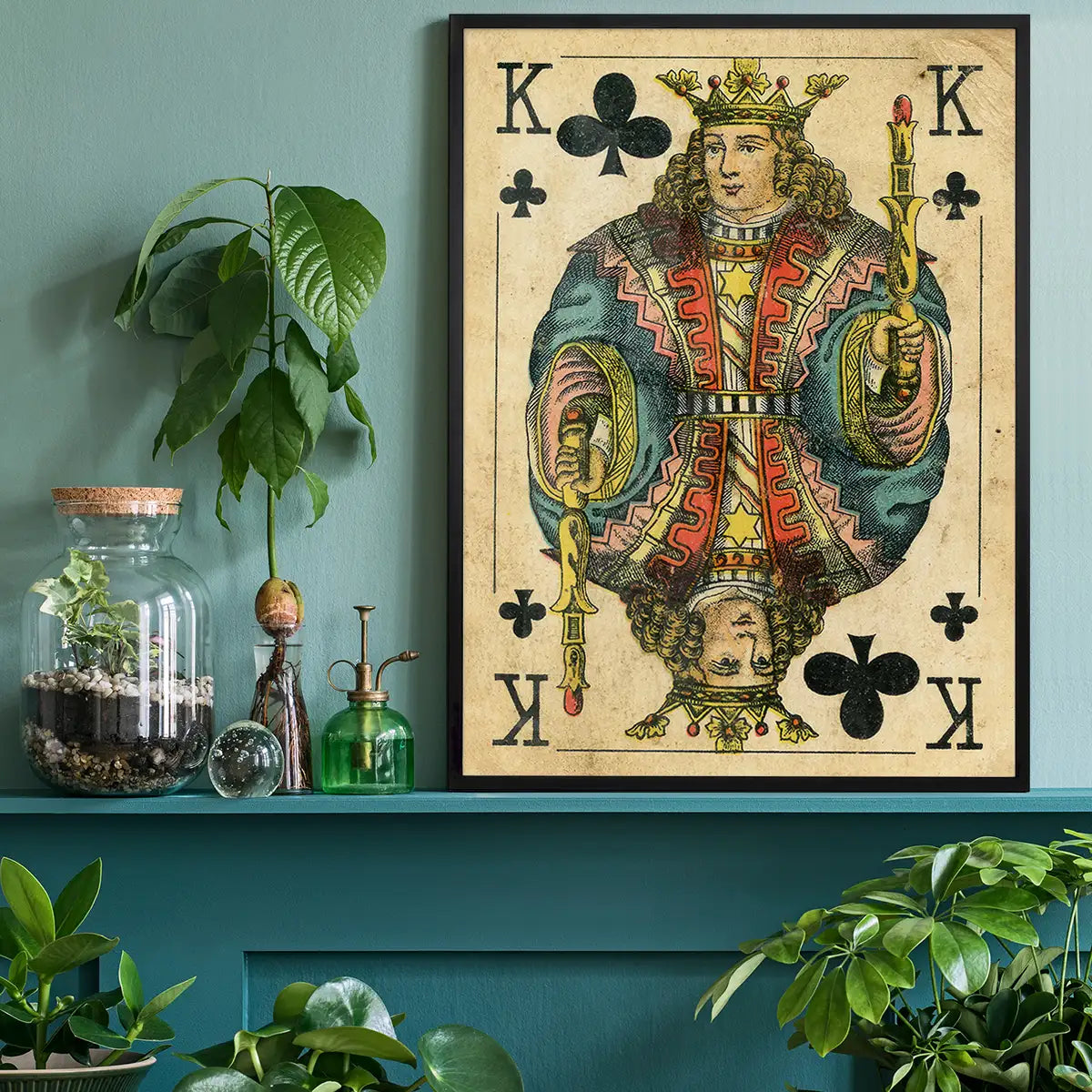 Vintage Playing Card Print - King of Clubs