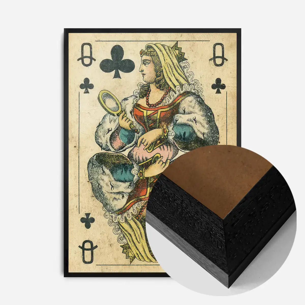 Vintage Playing Card Print - Queen of Clubs