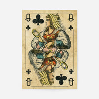 Vintage Playing Card Print - Queen of Clubs