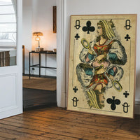 Vintage Playing Card Print - Queen of Clubs
