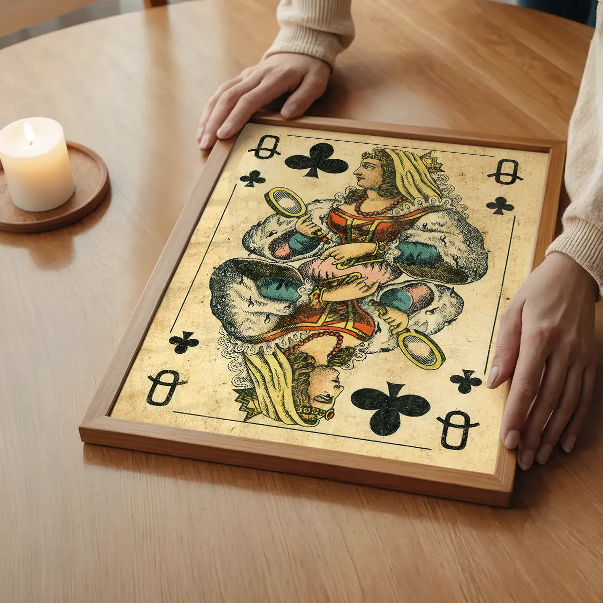 Vintage Playing Card Print - Queen of Clubs