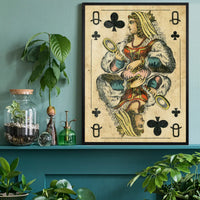 Vintage Playing Card Print - Queen of Clubs
