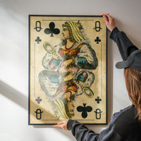 Vintage Playing Card Print - Queen of Clubs