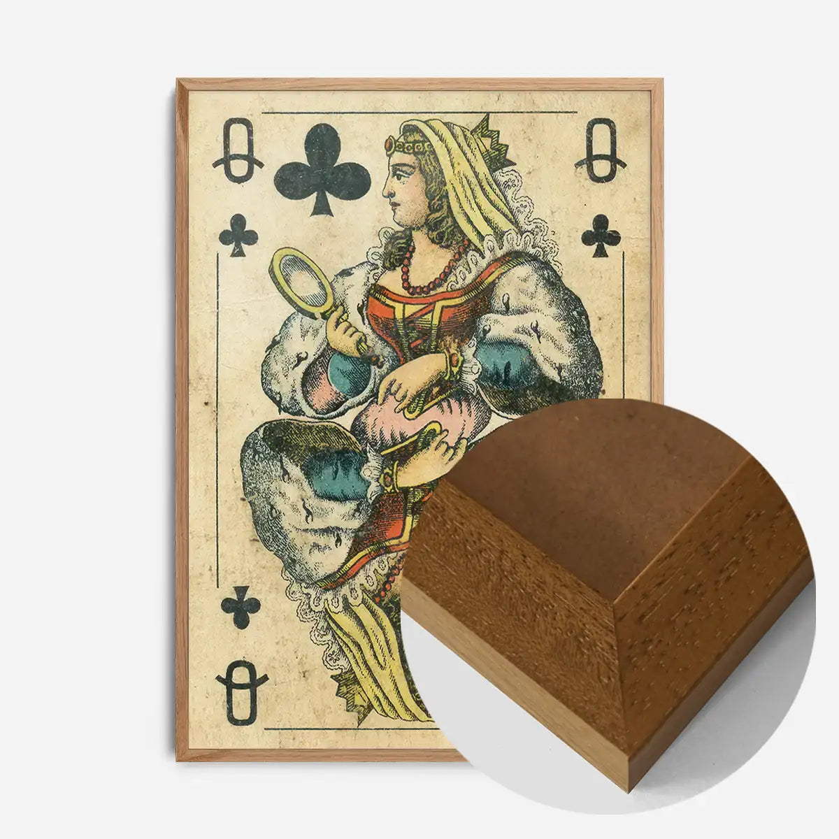 Vintage Playing Card Print - Queen of Clubs