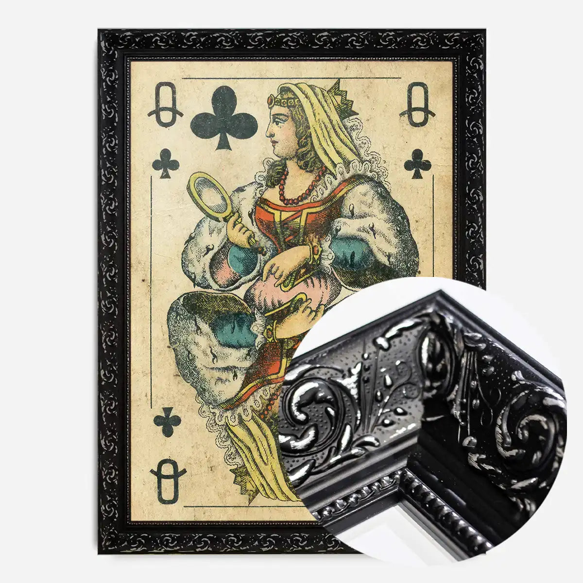Vintage Playing Card Print - Queen of Clubs