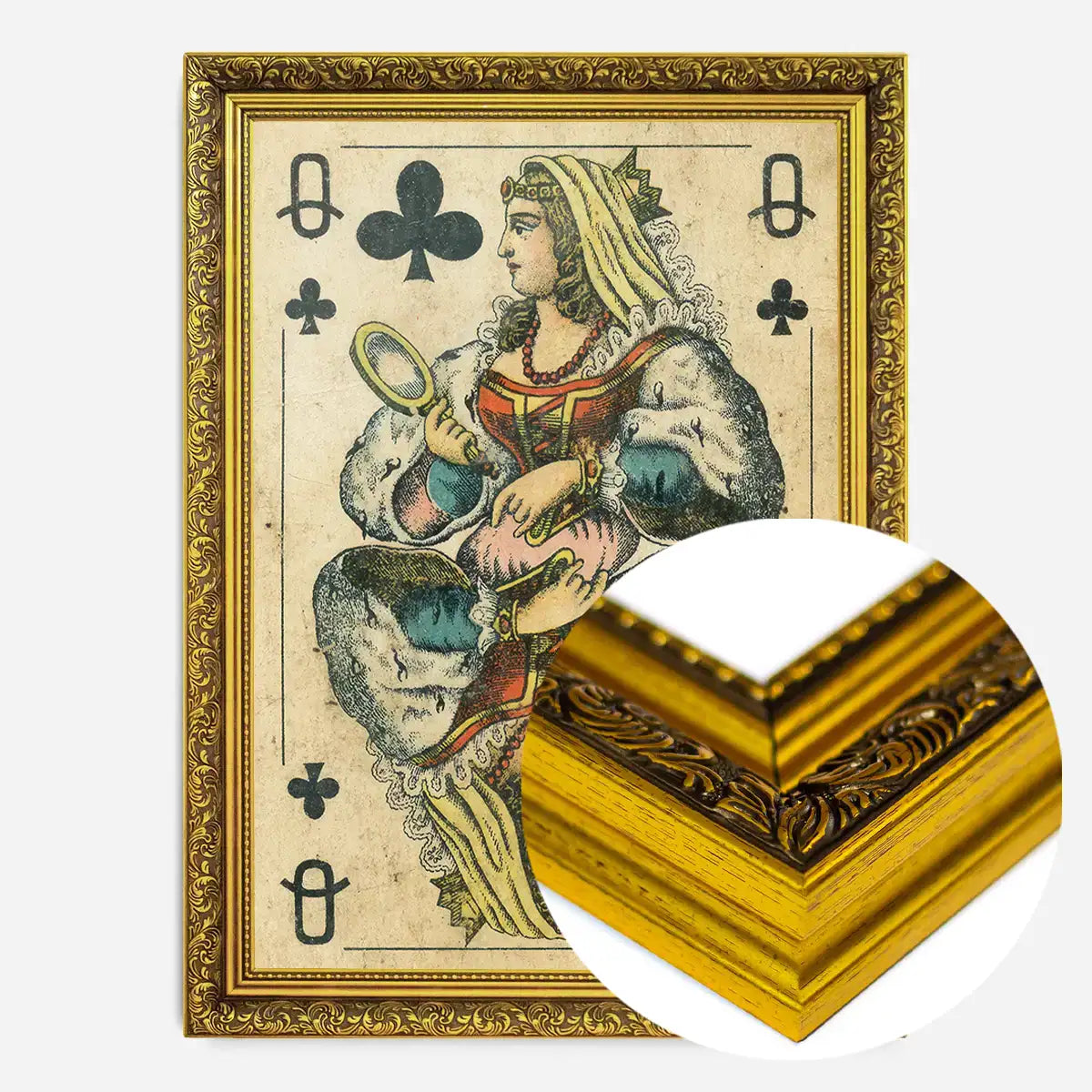 Vintage Playing Card Print - Queen of Clubs