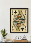Vintage Playing Card Print - Queen of Clubs