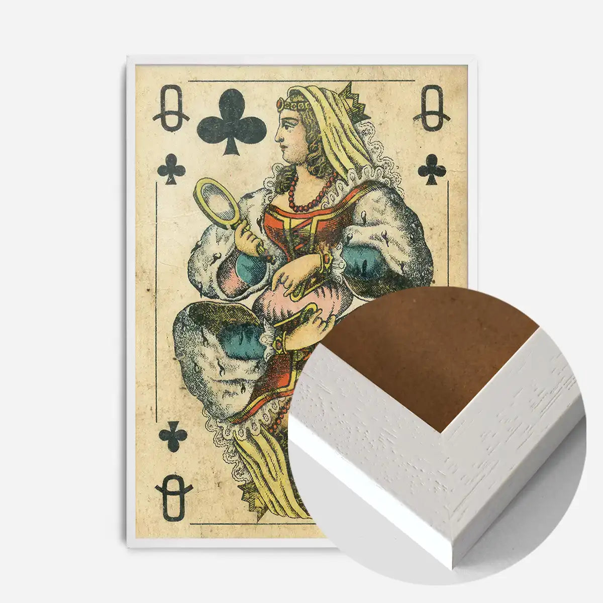 Vintage Playing Card Print - Queen of Clubs