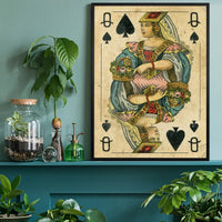 Vintage Playing Card Print - Queen of Spades