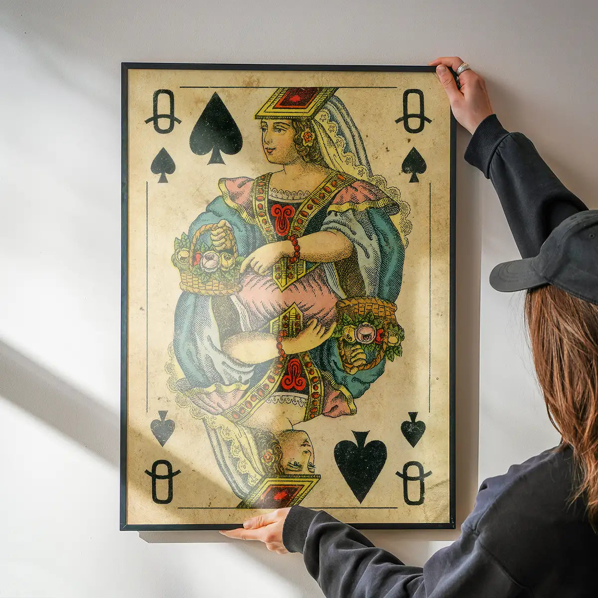 Vintage Playing Card Print - Queen of Spades