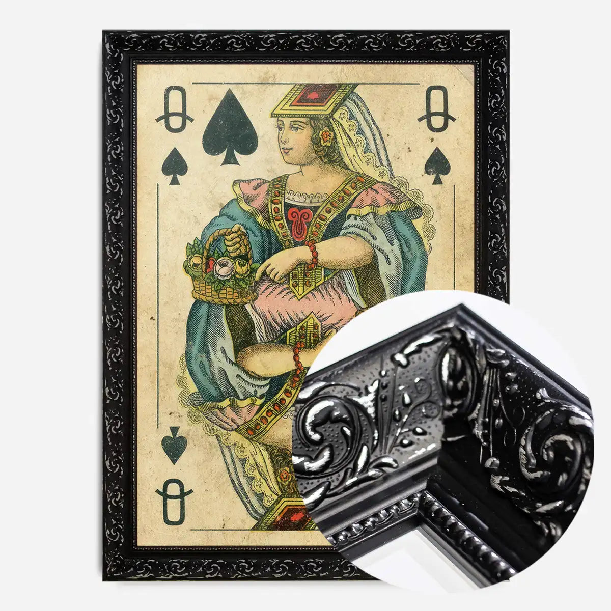 Vintage Playing Card Print - Queen of Spades
