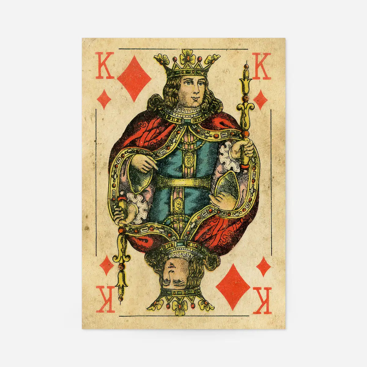 Vintage Playing Card Print - King of Diamonds