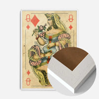 Vintage Playing Card Print - Queen of Diamonds