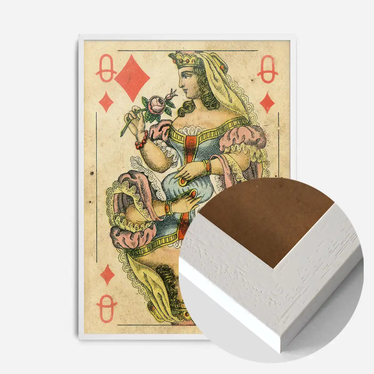 Vintage Playing Card Print - Queen of Diamonds