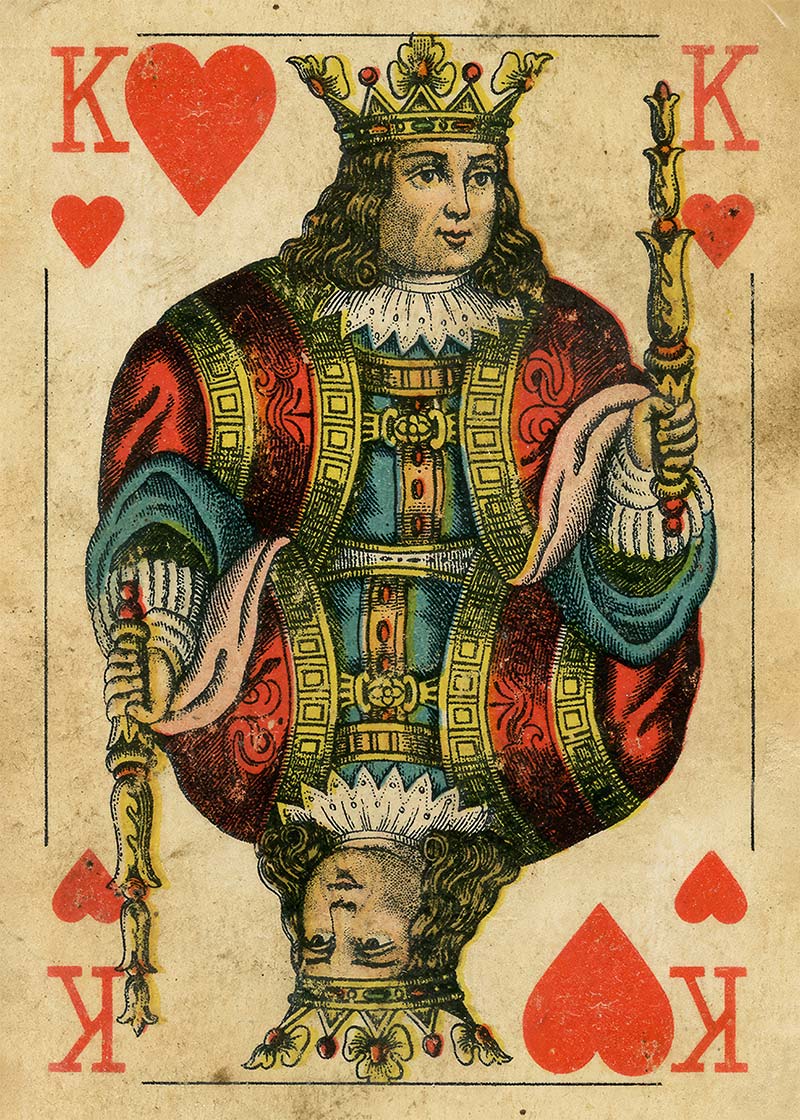 Vintage Playing Card Print - King of Hearts Free Gift!