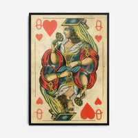Vintage Playing Card Print - Queen of Hearts