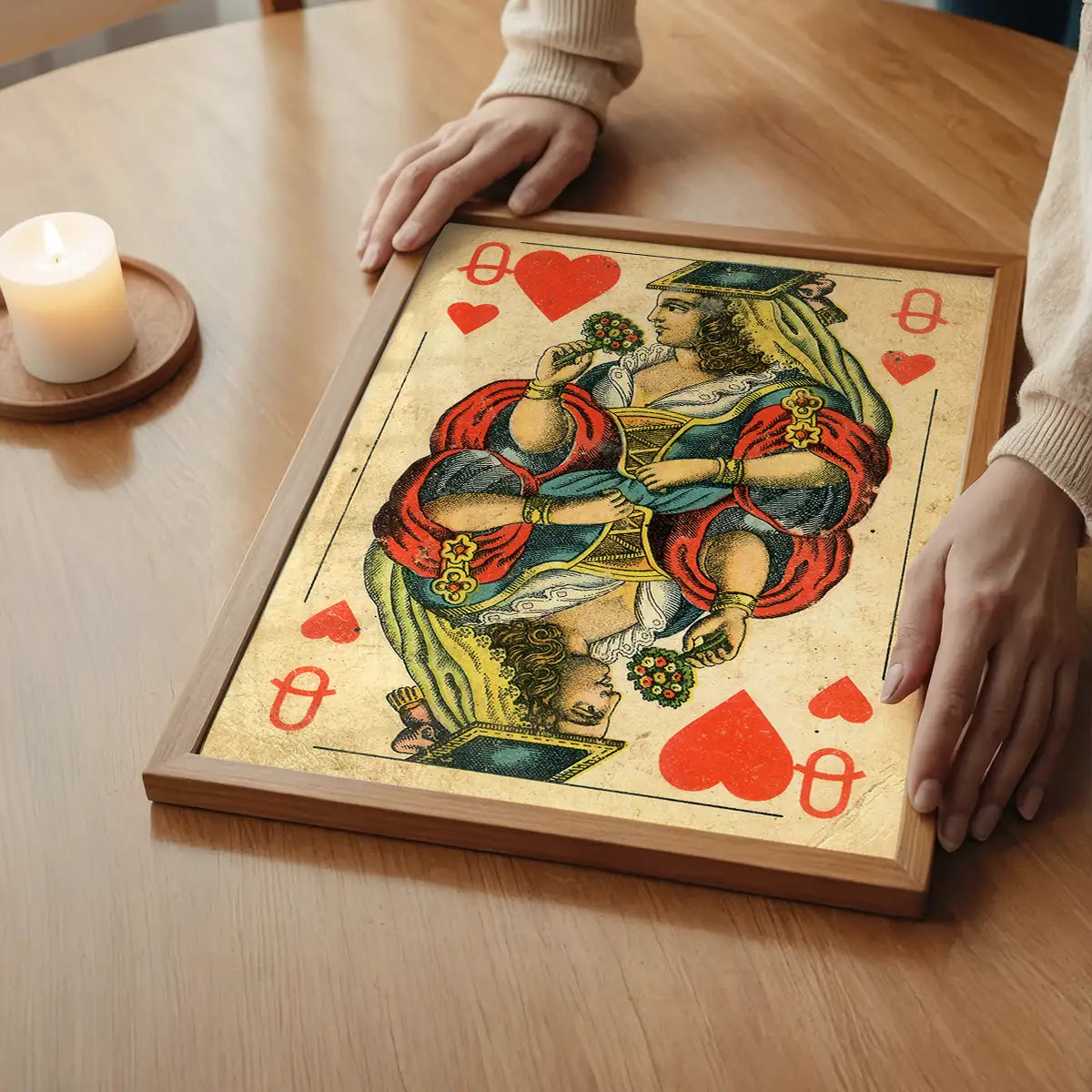 Vintage Playing Card Print - Queen of Hearts
