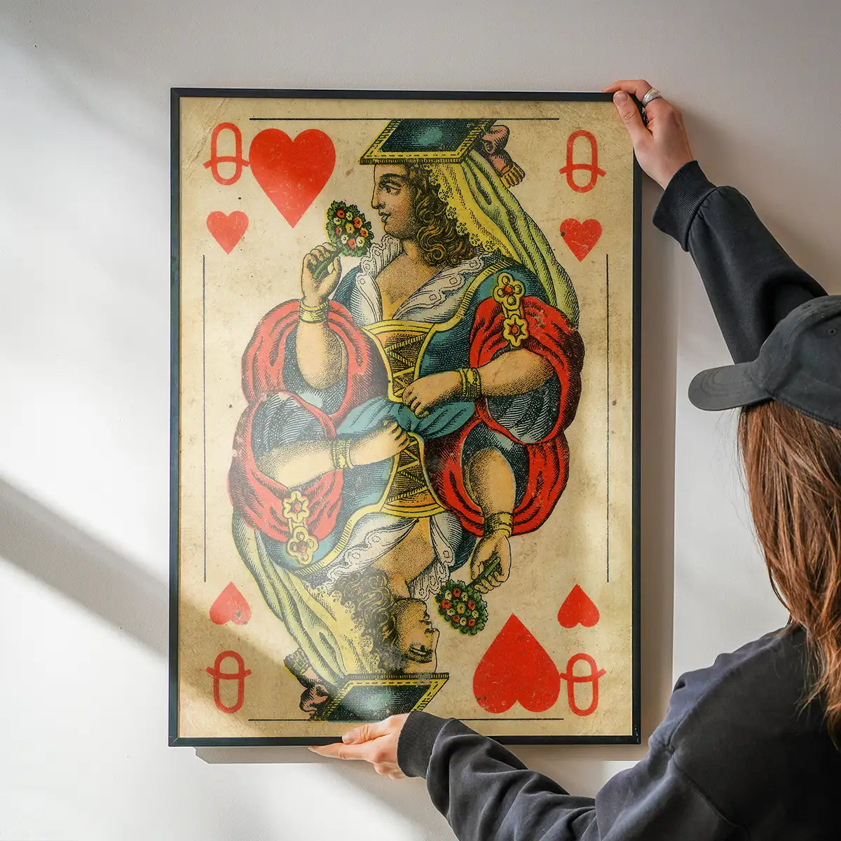 Vintage Playing Card Print - Queen of Hearts