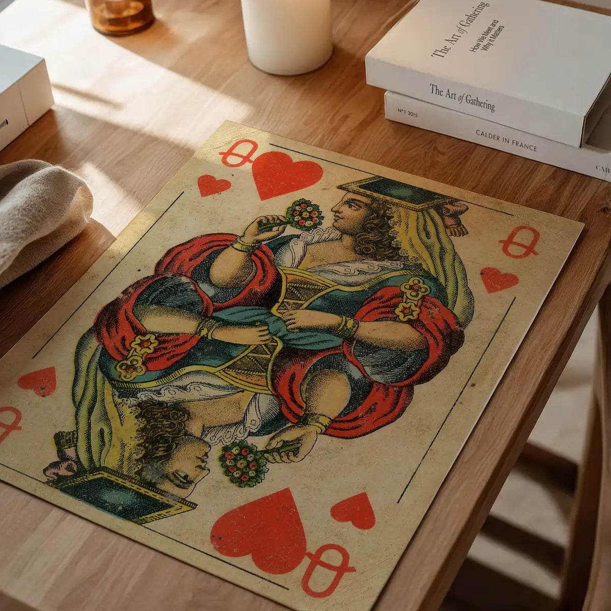 Vintage Playing Card Print - Queen of Hearts