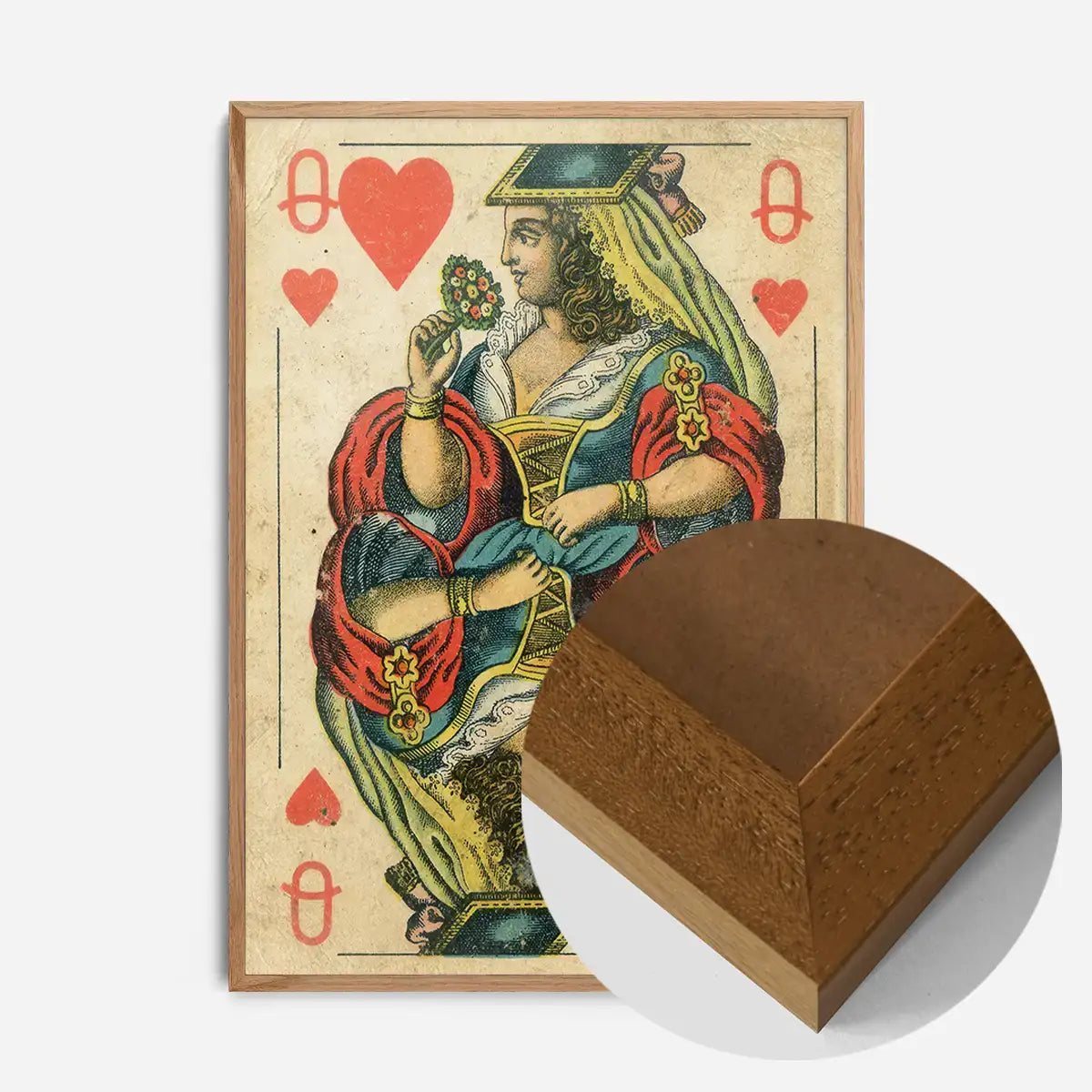 Vintage Playing Card Print - Queen of Hearts